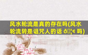 风水轮流是真的存在吗(风水轮流转是诅咒人的话 🦢 吗)